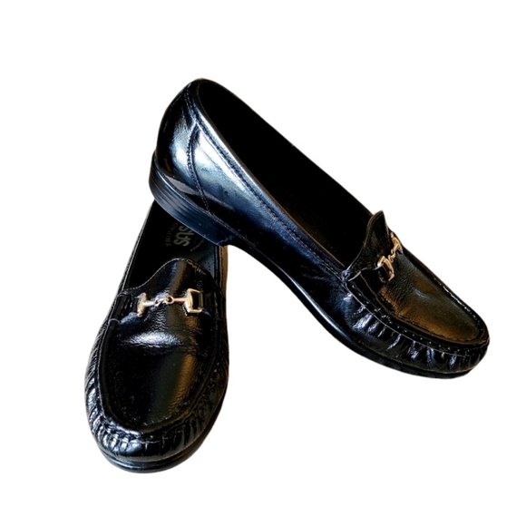 SAS Women's Loafers Flats Comfort Tripad Footbed Black Patent Leather Size 8 Vtg - Picture 1 of 6